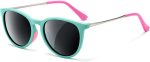 Kids Polarized Sunglasses Vintage Round Children Shades for Girls & Boys 5-12 UV400 Protection