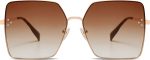 Trendy Square Sunglasses Womens Big Oversized Designer Style UV Protection Sunnies Shades Lunettes de Soleil