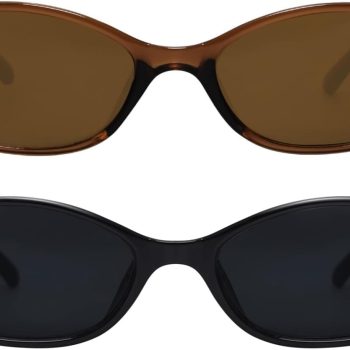 Retro Oval Sunglasses for Women Chic Cat Eye 90s Sunnies Lightweight Narrow Shades Trendy UV protection Sun Glasses