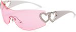 Wrap Around Rimless Sunglasses Women Men, Oversized Fashion Futuristic Sun Glasses Cool Shade 2000S Trendy