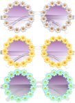 Girls Round Daisy Flower Sunglasses Flower Shaped Cute Glasses UV 400 Protection Outdoor Beach Eyewear Girl Boy Gifts